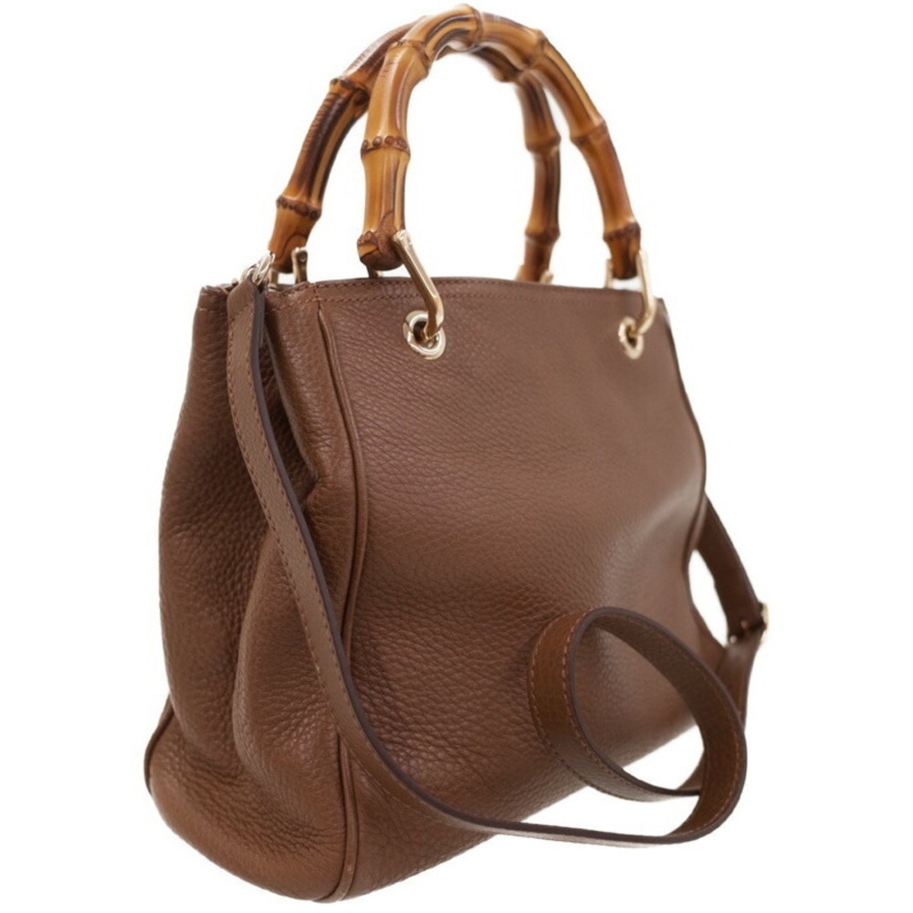Gucci 2way Bag Shopper Tote Bamboo Leather
